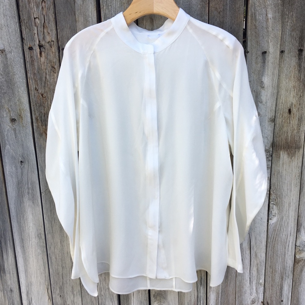 About Design Corp 100% Silk Tunic Blouse Ivory 12